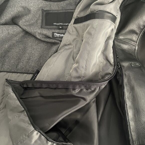 Wilsons Leather Coat Thinsulate Insulated *Zips Out* Black Button Front Size XL - Picture 8 of 16